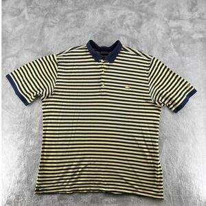 Masters Collection Golf Polo XL Yellow Navy Stripe Pima Cotton Hong Kong VTG